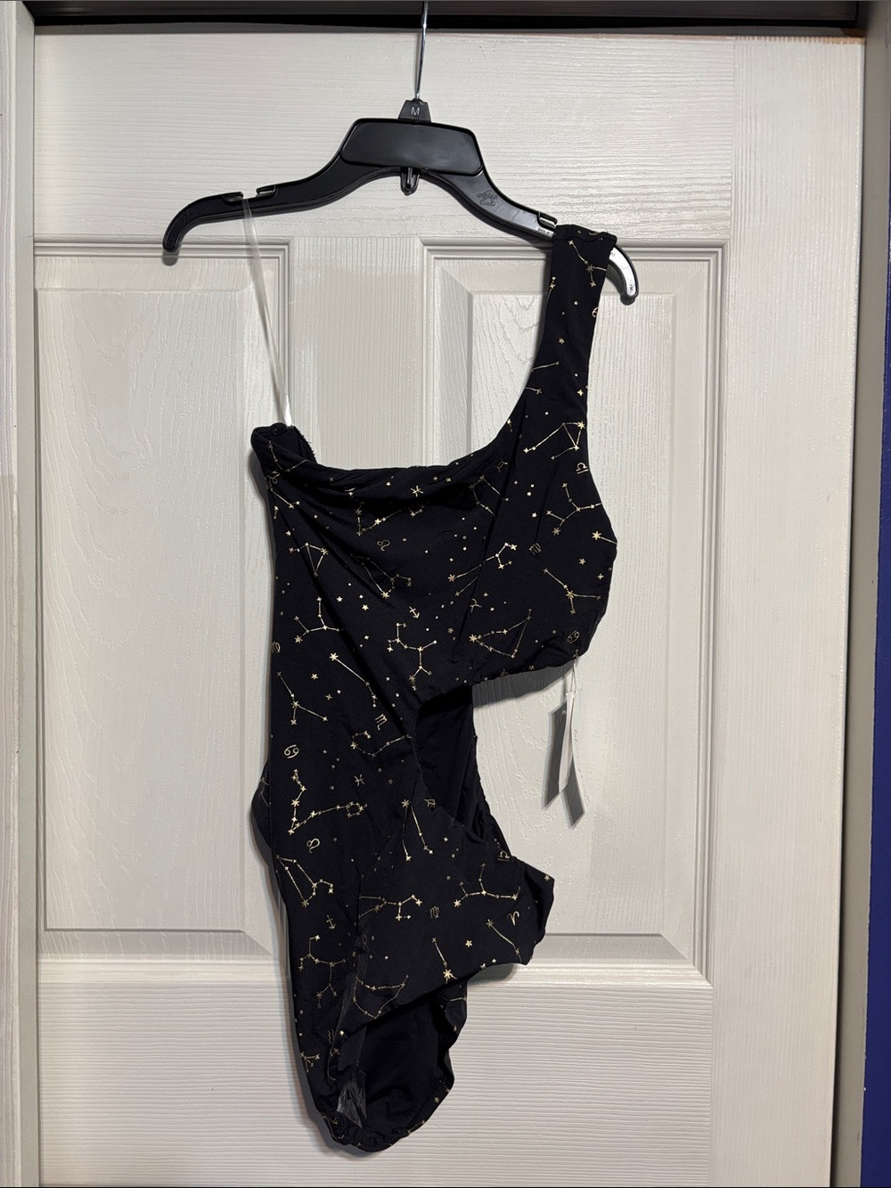 Black One-Shoulder Constellation One-Piece Swimsuit